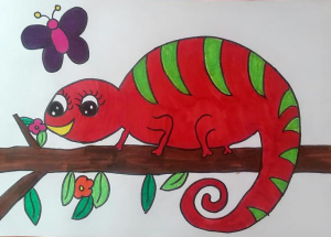 S1229小班美术《变色龙的花花衣》视频课件教案-幼师资源库